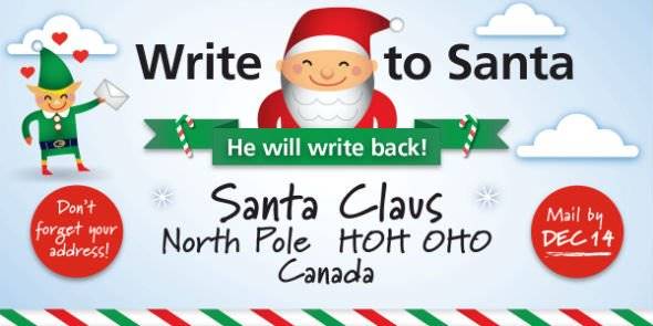 캐나다 산타클로스에게 편지를 보낼 수 있습니다