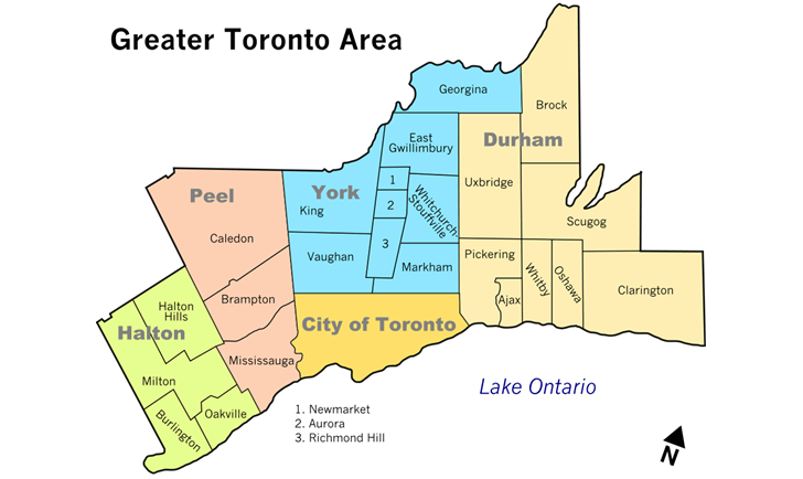 광역 토론토 지도입니다